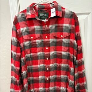 American Eagle Outfitters Red and Gray Plaid Shirt